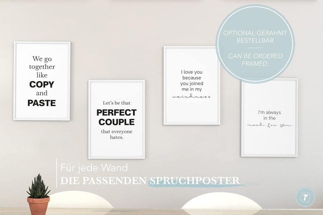 Papierschmiede® Premium Spruchposter Set 4er 50x70 cm (B2), Motiv: Funny Couple, Pärchen Liebe Bezie