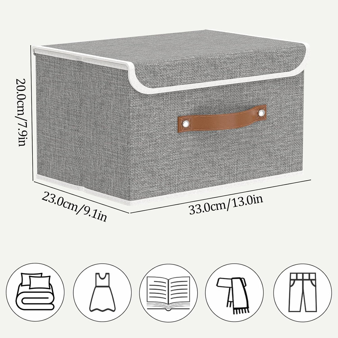 OUTBROS 5 Stück Aufbewahrungsboxen mit Deckel, 33 x 23 x 20 cm, faltbare Stoffboxen, Aufbewahrungskö