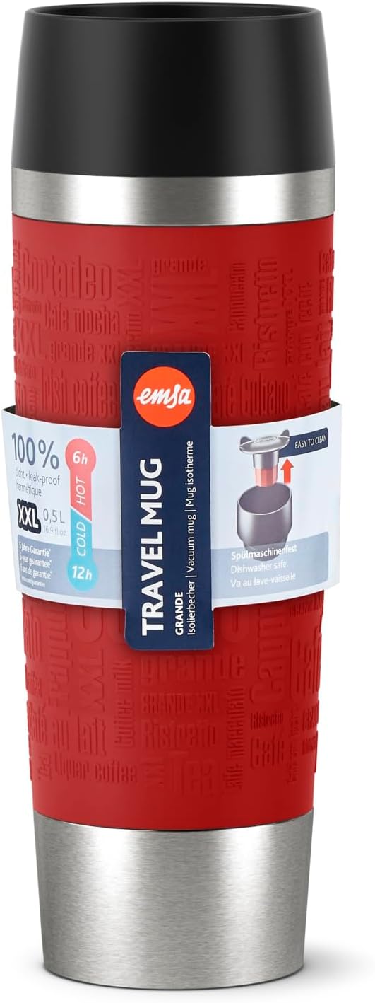 Emsa 515617 Travel Mug Classic Grande | 500ml | Thermobecher | Isolierbecher | hält 6h heiss, 12h ka