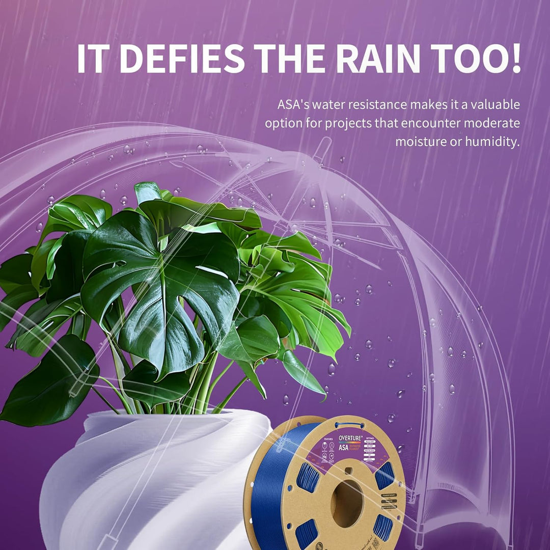 OVERTURE ASA Filament 1.75mm, Spule 1kg (2.2lbs), Massgenauigkeit +/- 0.03 mm, für 3D Drucker (Diama