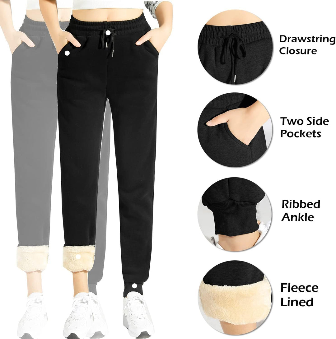 CheChury Jogginghose Damen Winter Warm Thermohose Sherpa Innenfutter Sweathose Gefüttert Sport Hosen