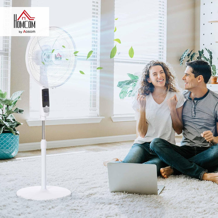 HOMCOM Standventilator 138 cm Ventilator mit 7,5h Timer Fernbedienung höhenverstellbarer Lüfter mit