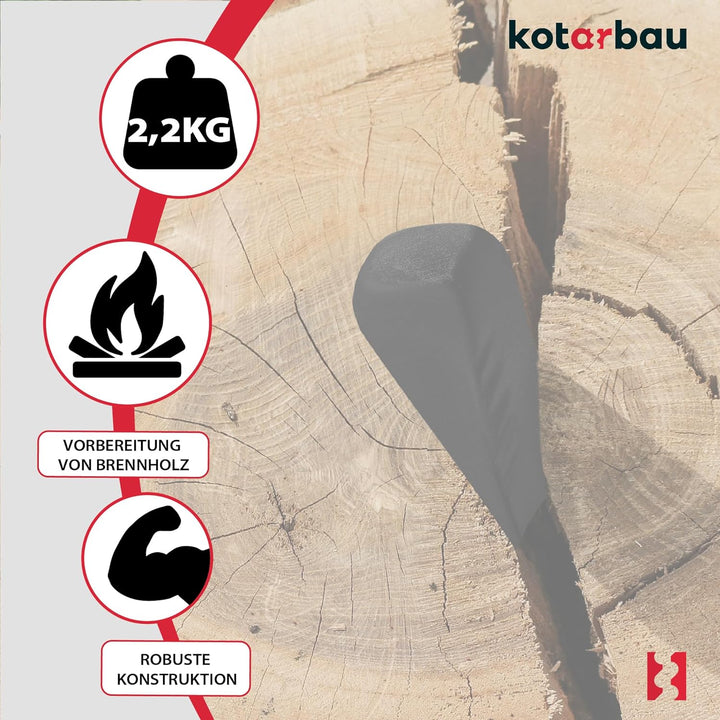 KOTARBAU® Drehspaltkeil Geschmiedet zum Spalten von Holz aus Stahl