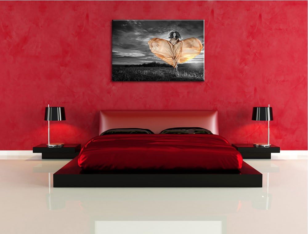 Frau in schönem Kleid schwarz/weiss Format: 100x70 auf Leinwand, XXL riesige Bilder fertig gerahmt m