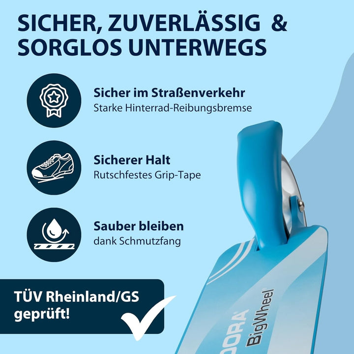 HUDORA Little BigWheel Scooter - Sicherer Aluminium-Roller für Kinder ab 3 Jahren - Höhenverstellbar