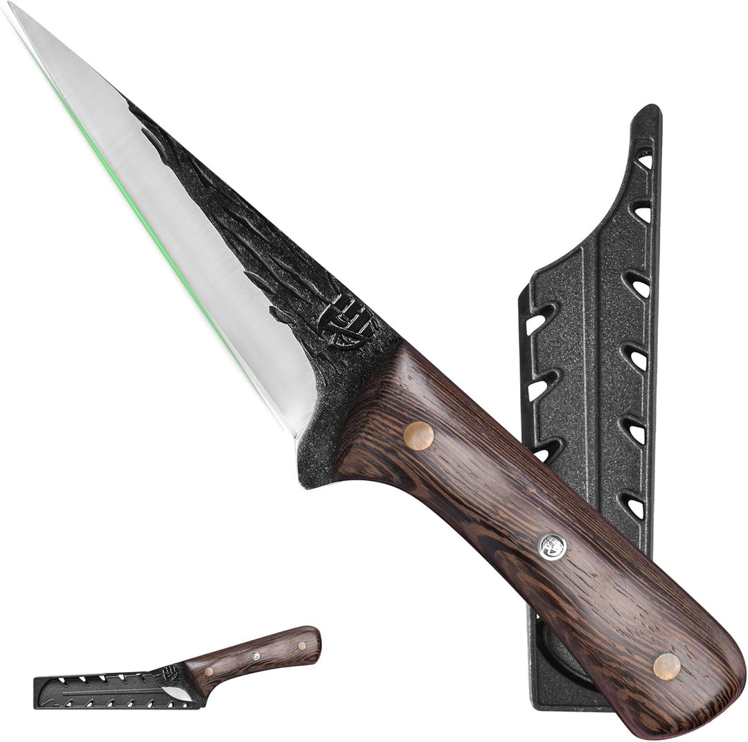 FULLHI Multi-color Holzgriff Full Tang Ausbeinmesser mit Scheide, High Carbon Steel Fishing Meat Sli