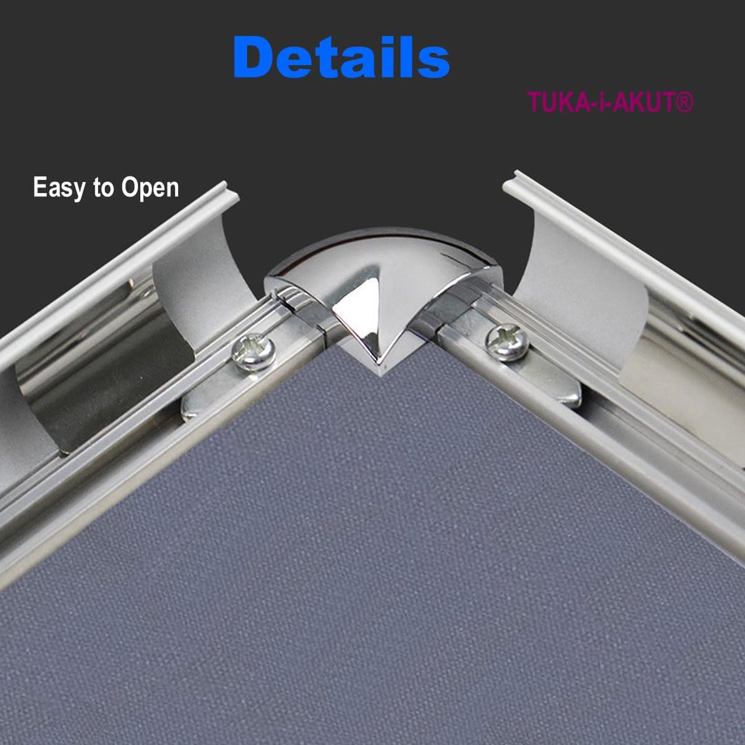 TUKA-i-AKUT 10er Aluminium Klapprahmen A1 | 25 mm Profil | Abgerundete Ecken | Schutzscheibe Befesti