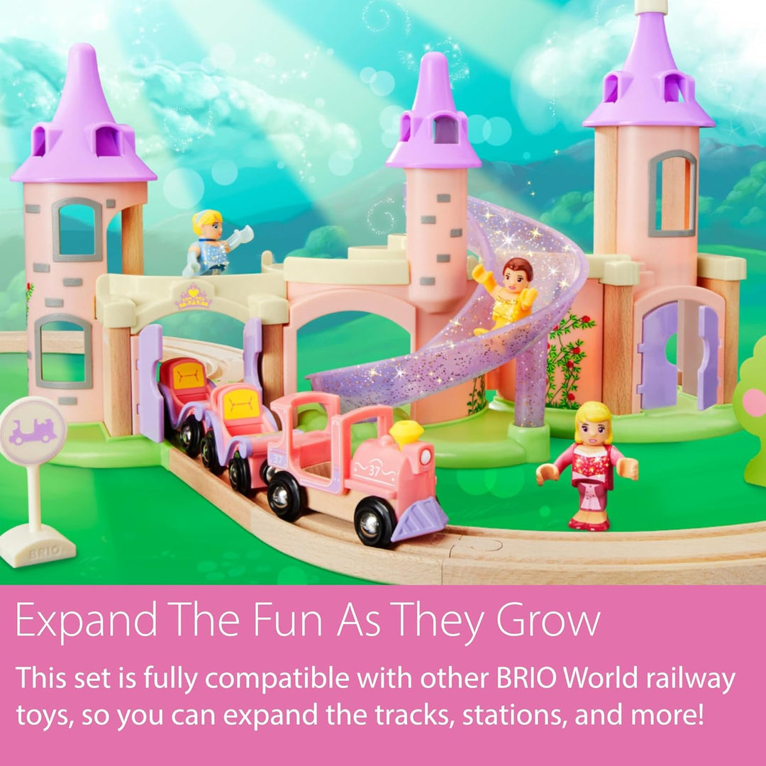 BRIO Disney Princess 33312 Traumschloss Eisenbahn-Set - Märchenhafte Ergänzung Holzeisenbahn - Empfo