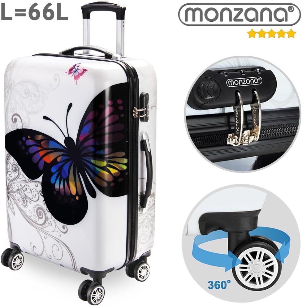 Monzana® Reisekoffer Hartschalenkoffer Trolley Koffer | ABS | PC beschichtet | Teleskopgriff | gummi