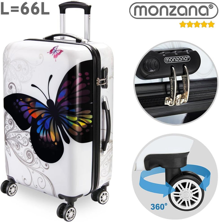 Monzana® Reisekoffer Hartschalenkoffer Trolley Koffer | ABS | PC beschichtet | Teleskopgriff | gummi