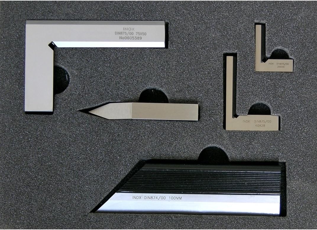 Anreiss-Werkzeuge im Satz - Haarwinkel - Haarlineal - 2x Schnittmacherwinkel - Anreissspitze (5 Teil