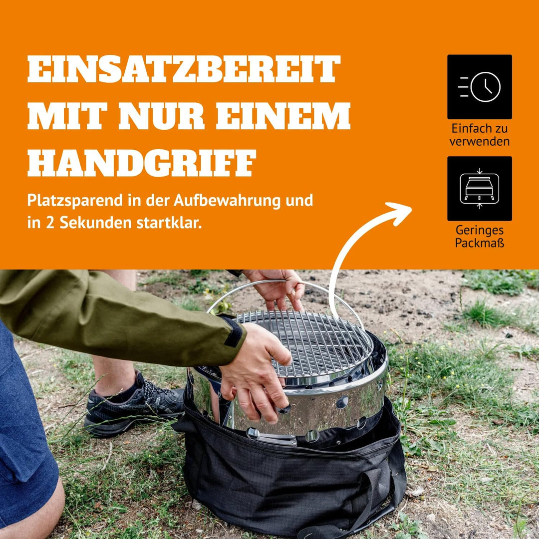 Petromax Atago | Grill, Herd & Feuerschale in einem | raucharm | Edelstahl | kippsicher | platzspare