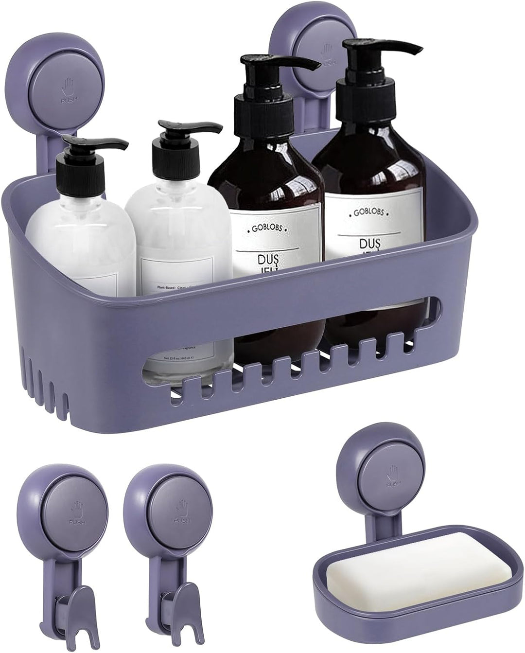 Uten Duschablage Ohne Bohren Set, Duschkorb, Seifenschale mit Saugnapf 2er-Pack aus Kunststoff, Wied