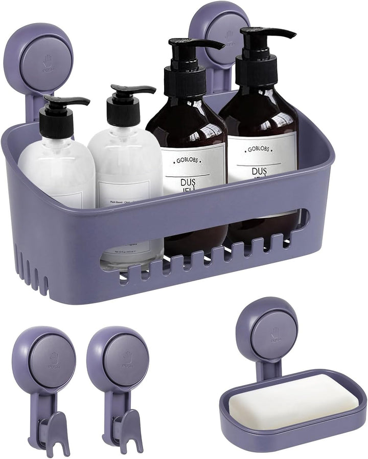 Uten Duschablage Ohne Bohren Set, Duschkorb, Seifenschale mit Saugnapf 2er-Pack aus Kunststoff, Wied