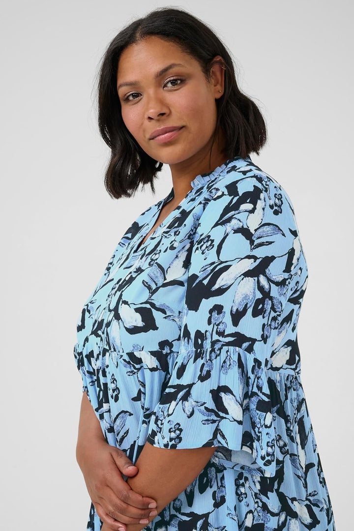 KAFFE CURVE Kleid KCisma 46 Blue Graphic Flower, 46 Blue Graphic Flower
