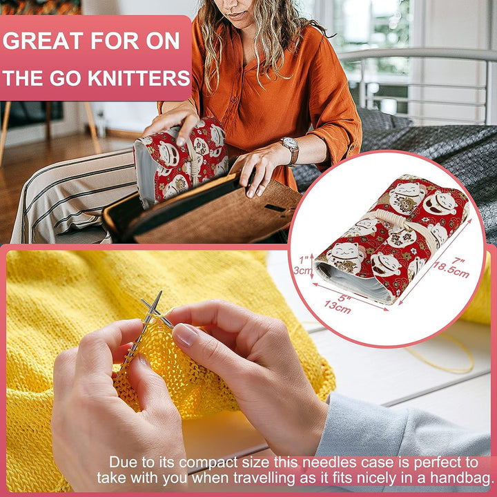 Coopay Rundstricknadel Set mit Lose-Blat Tasche, 9 Stück Edelstahl Stricknadeln Rundstricknadel 40 c