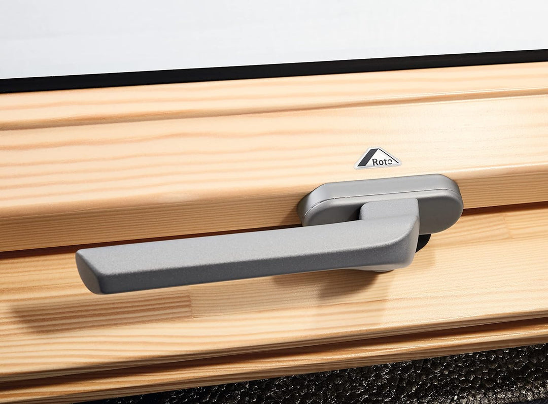 Original Roto Fenstergriff | Fenster Griff für Dachfenster der Baureihe R4 und R7 Holz | Farbe Silbe