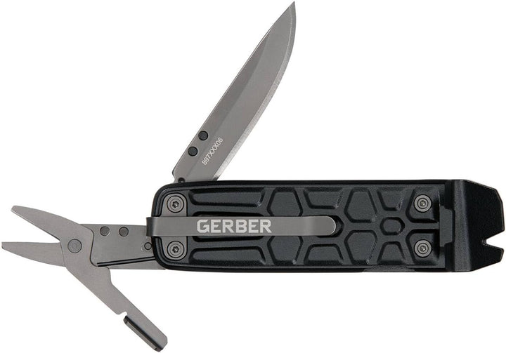 Gerber Multi-Tool mit 7 Funktionen, Messer mit glatter Klinge und Gürtelclip, Lockdown Slim Pry, Gus
