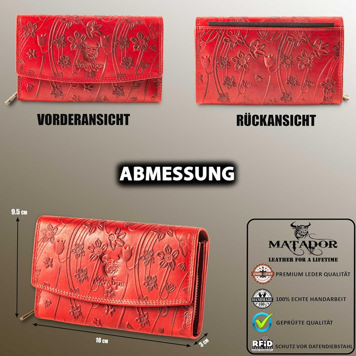 MATADOR Lima Geldbeutel Damen Leder Mit Edler Geschenk Box | Portemonnaie Gross Mit RFID Schutz | Le
