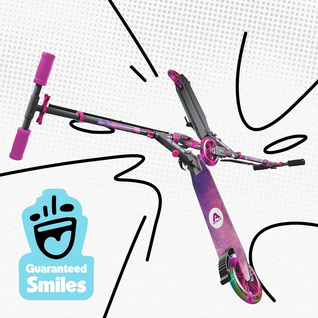 Apollo Skyracer City Roller mit LED Leuchträdern | Roller Kinder 6 Jahre | City Scooter mit Federung