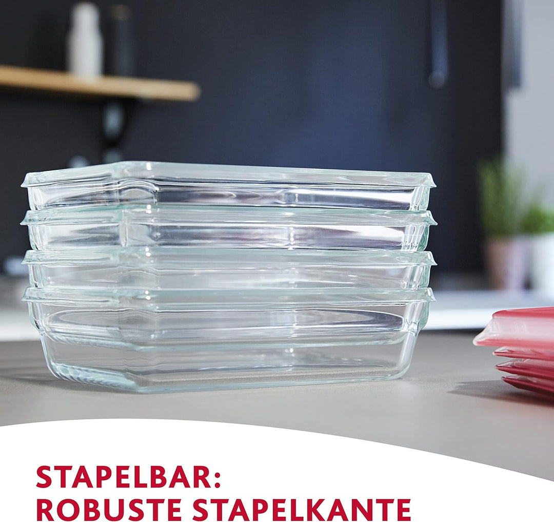 Emsa 516244 Clip & Close Glas Frischhaltedose | 0,7 L | Rechteckig | 100% Dicht | Geeigent für Backo