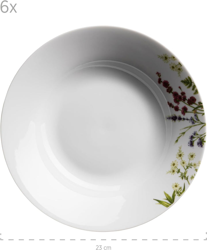 Mäser Herbal Garden, Tellerset für 4 Personen mit detailliertem Blumendekor, 18-tlg. Geschirr Set mi