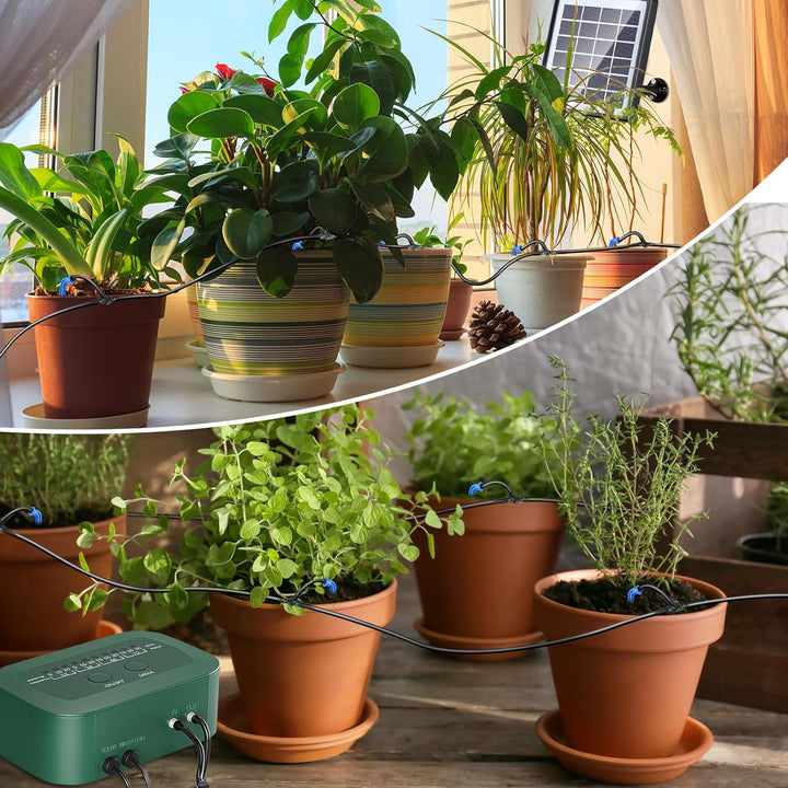 Solar Bewässerungssystem, SoulBay Automatisches Bewässerungssystem Set mit Timer und 150 cm Schlauch