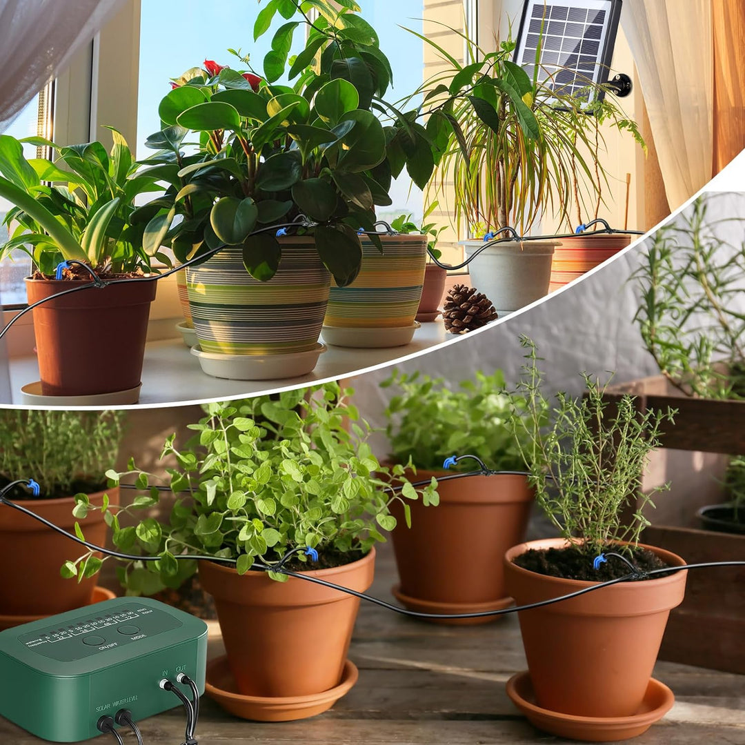 Solar Bewässerungssystem, SoulBay Automatisches Bewässerungssystem Set mit Timer und 150 cm Schlauch