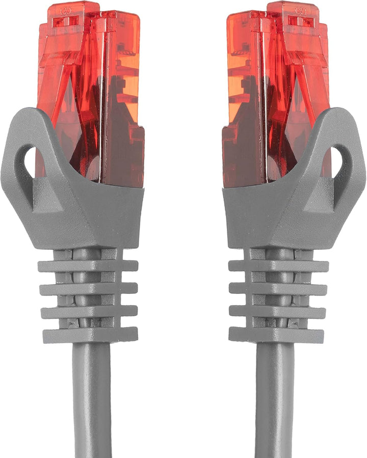 BIGtec - 5 Stück - 50m Gigabit Netzwerkkabel Patchkabel Ethernet LAN DSL Patch Kabel grau (2x RJ-45