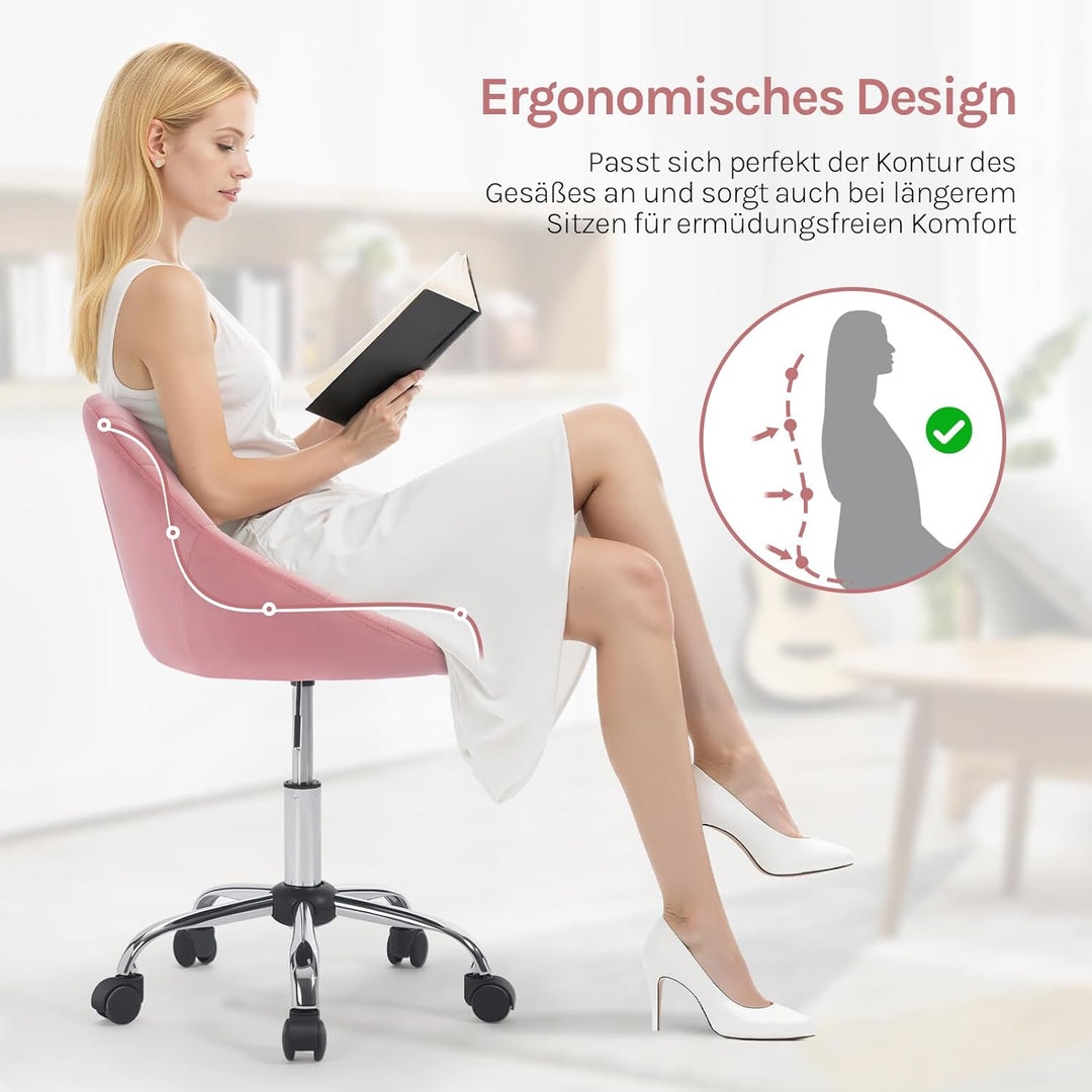WOLTU Homeoffice Stuhl, Bürostuhl ergonomisch, Schminkstuhl drehbar, Drehstuhl mit Rollen, Schreibti