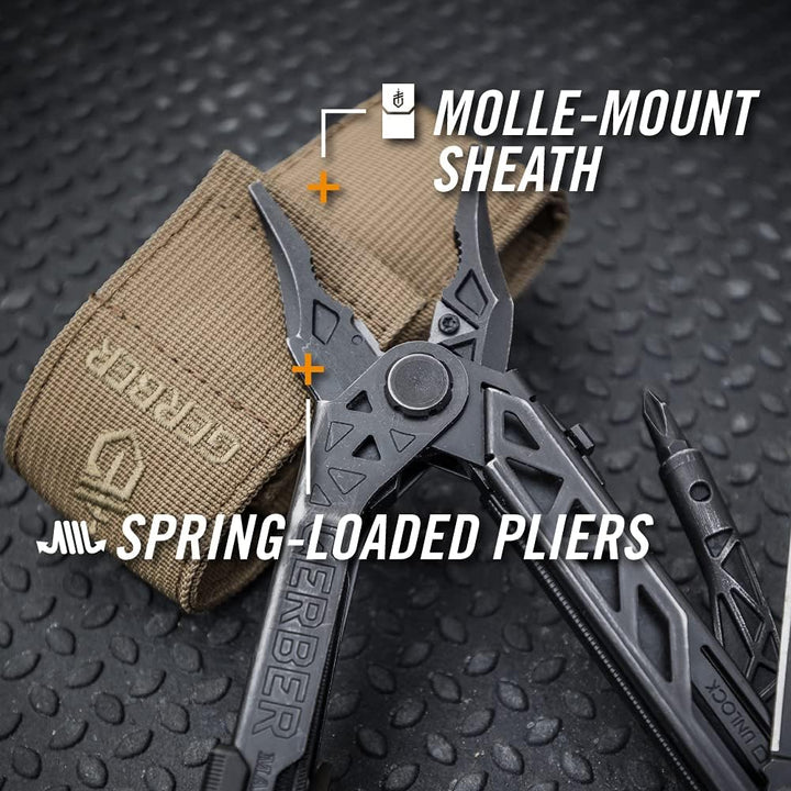 Gerber Multi-Tool mit Gürtel-Clip, Center-Drive, Einhandöffnung, 14 Funktionen und Nylon-Scheide (Mo