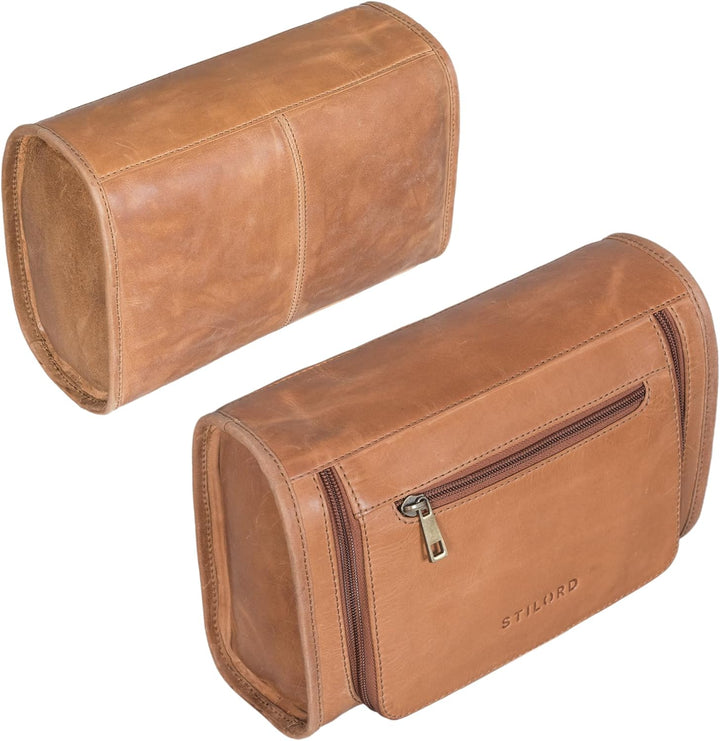 STILORD 'Juri' Leder Kulturbeutel Gross für Damen und Herren Unisex Waschtasche für Unterwegs Kosmet