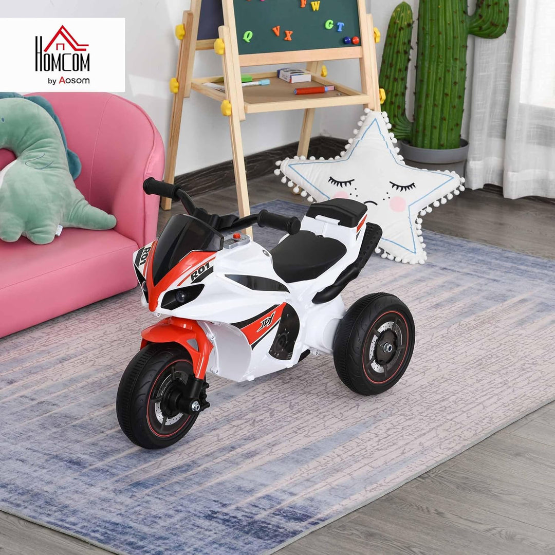 HOMCOM Rutscher Kinder-Motorad Rutscherfahrzeug Kinderfahrzeug für 18-36 Monate mit Musik Weiss 74 x