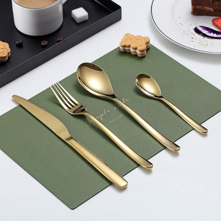 HOMQUEN 24 Stück Gold Besteck Set, Gold Besteckset aus Edelstahl, Gold Titanbeschichtung, Utensilien