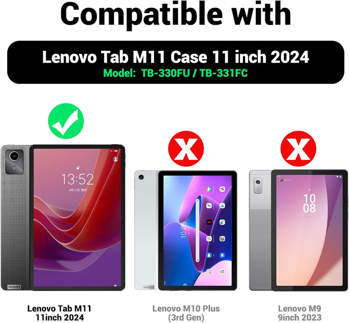 SEYMAC Hülle für Lenovo Tab M11 2024 (TB-330FU/TB-331FC), Stossfeste für Lenovo Tab M11 Hülle mit Di
