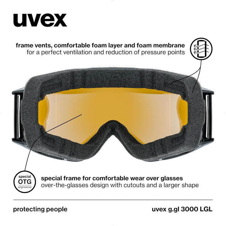 uvex g.gl 3000 LGL - Skibrille für Damen und Herren - konstrastverstärkend - vergrössertes, beschlag