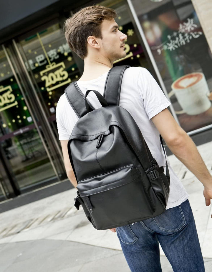 Baosha BP-20 Unisex PU Leder 15.6 Zoll Laptop Rucksack College Studenten Schultaschen für Jugendlich