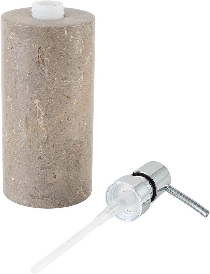 WOHNFREUDEN Naturstein Marmor Seifenspendernatur grau 15 cm + Dosierpumpe Stein