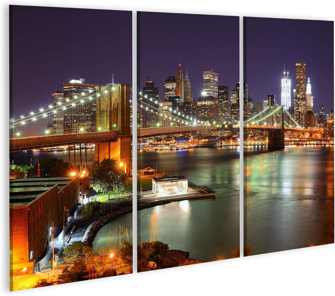 islandburner Bild auf Leinwand Blick Auf Downtown New York City Und Brooklyn Bridge Wandbild Poster