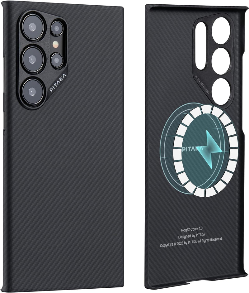 pitaka Hülle für Samsung Galaxy S24 Ultra Magnetische Handyhülle aus Aramidfaser Ultradünne und Krat