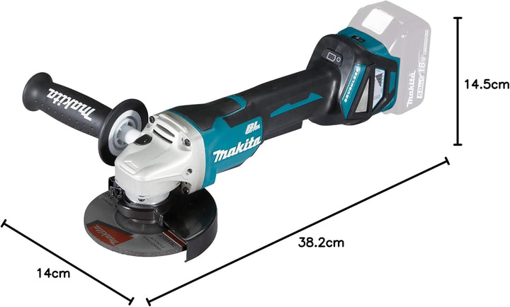 Makita DGA515Z Akku-Winkelschleifer 18 V mit Paddleschalter (ohne Akku, ohne Ladegerät), Pfauenblau