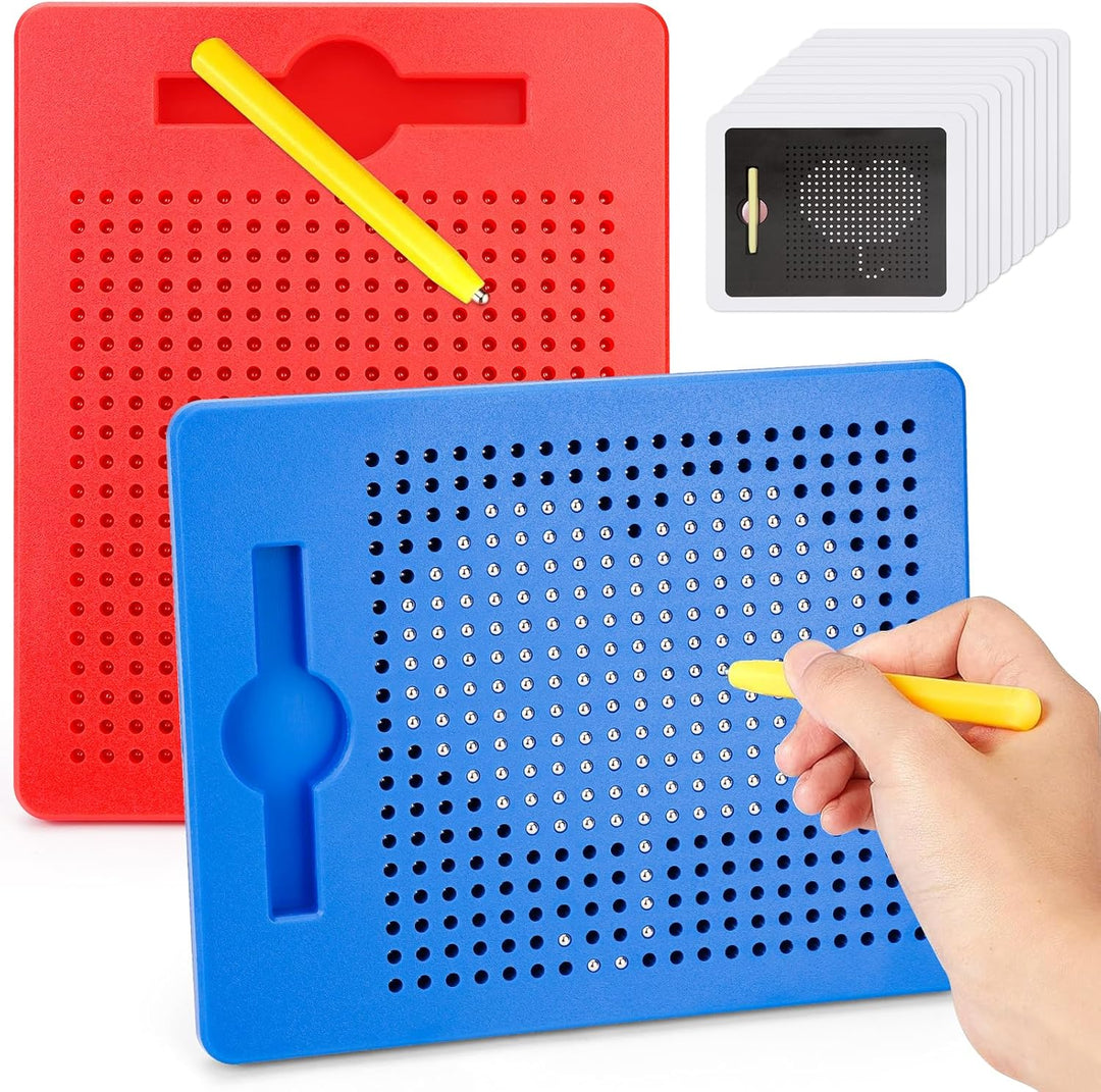 POFIBO Magnetische Zeichentafel - 2 StĂŒck Magnetisches Zeichenbrett mit Kugeln und Stift Kleine Magn