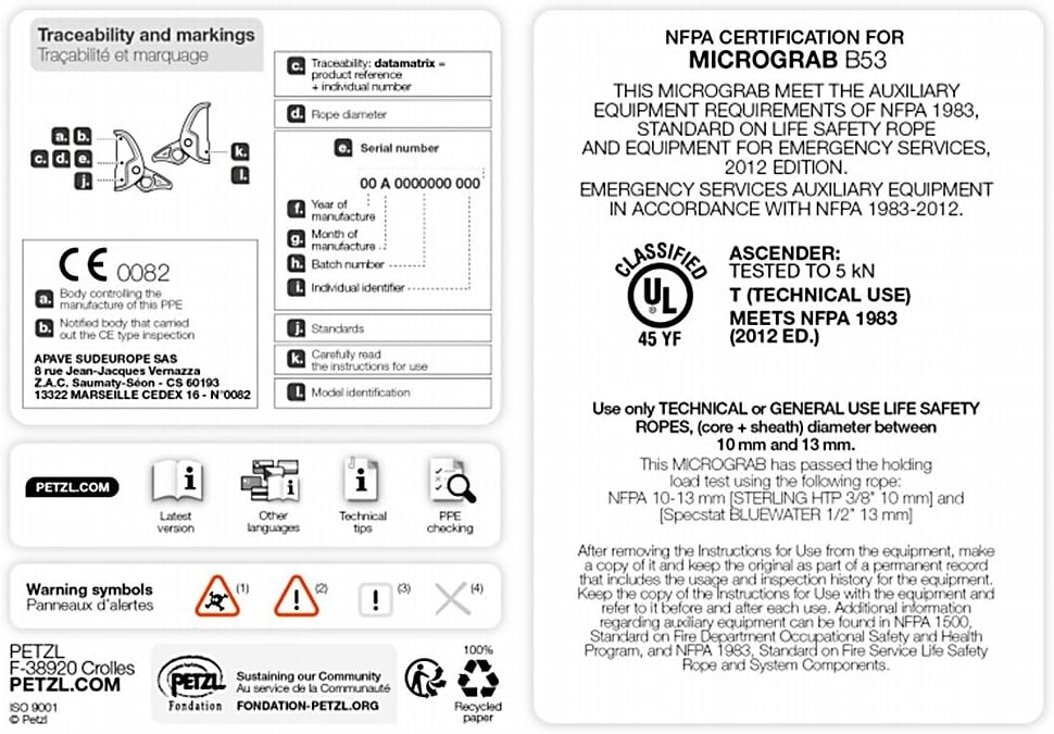 PETZL Unisex – Erwachsene Micrograb Zubehör Für Klettern, Mehrfarbig, Uni