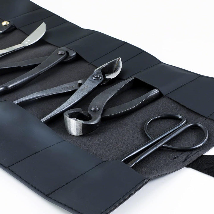 Wazakura Bonsai Werkzeugtasche mit 16 Fächern aus PU-Leder, Made in Japan, Japanische Gartenwerkzeug
