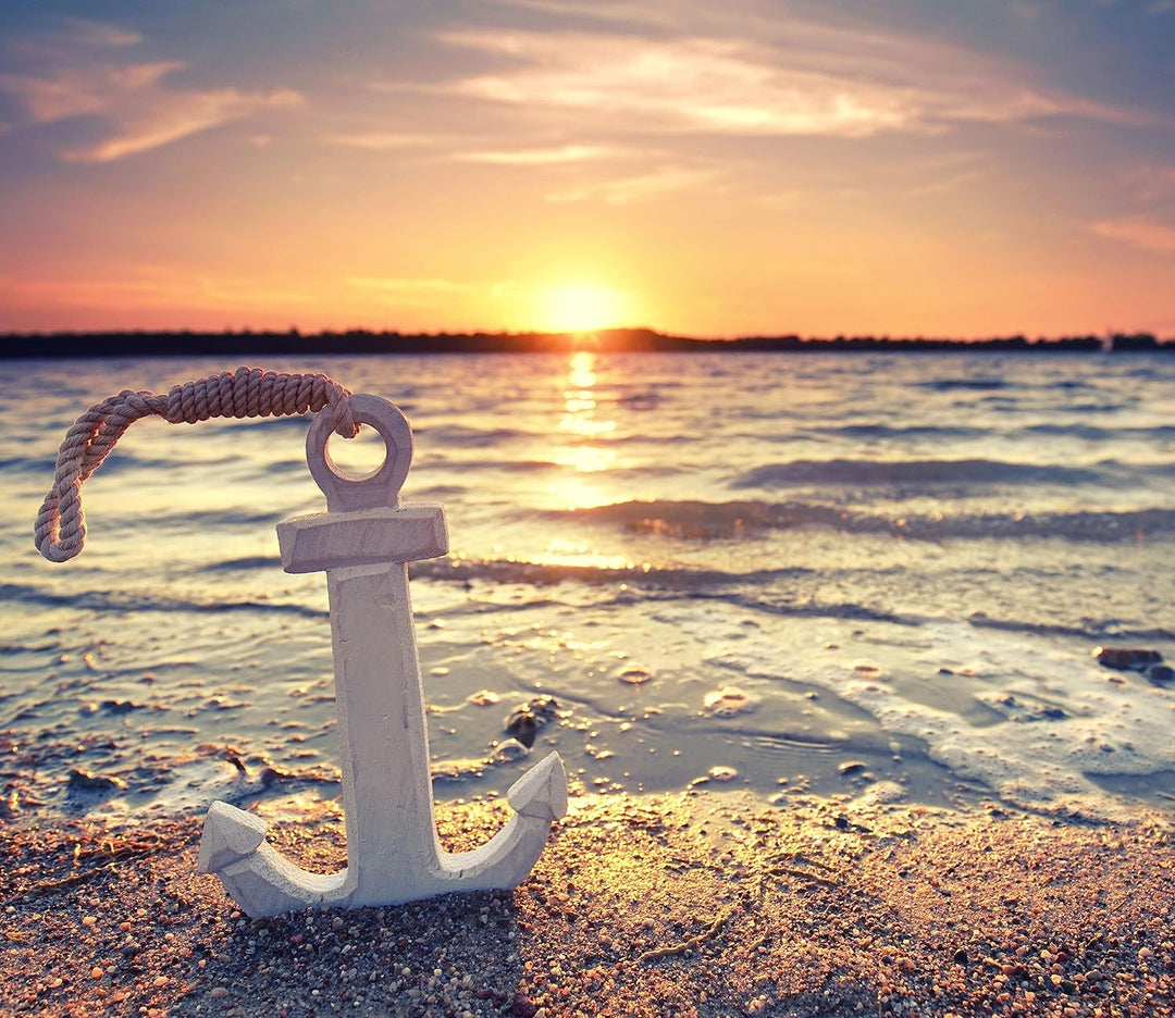 Anker am Ostseestrand im Sonnenuntergang Herdabdeckplatte & Spritzschutz aus Echtglas | Für Herd-Koc