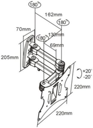 PureMounts Wandhalterung für TV Geräte mit 58-107cm (23-42"), VESA 200x200, neigbar: +/-20°, schwenk