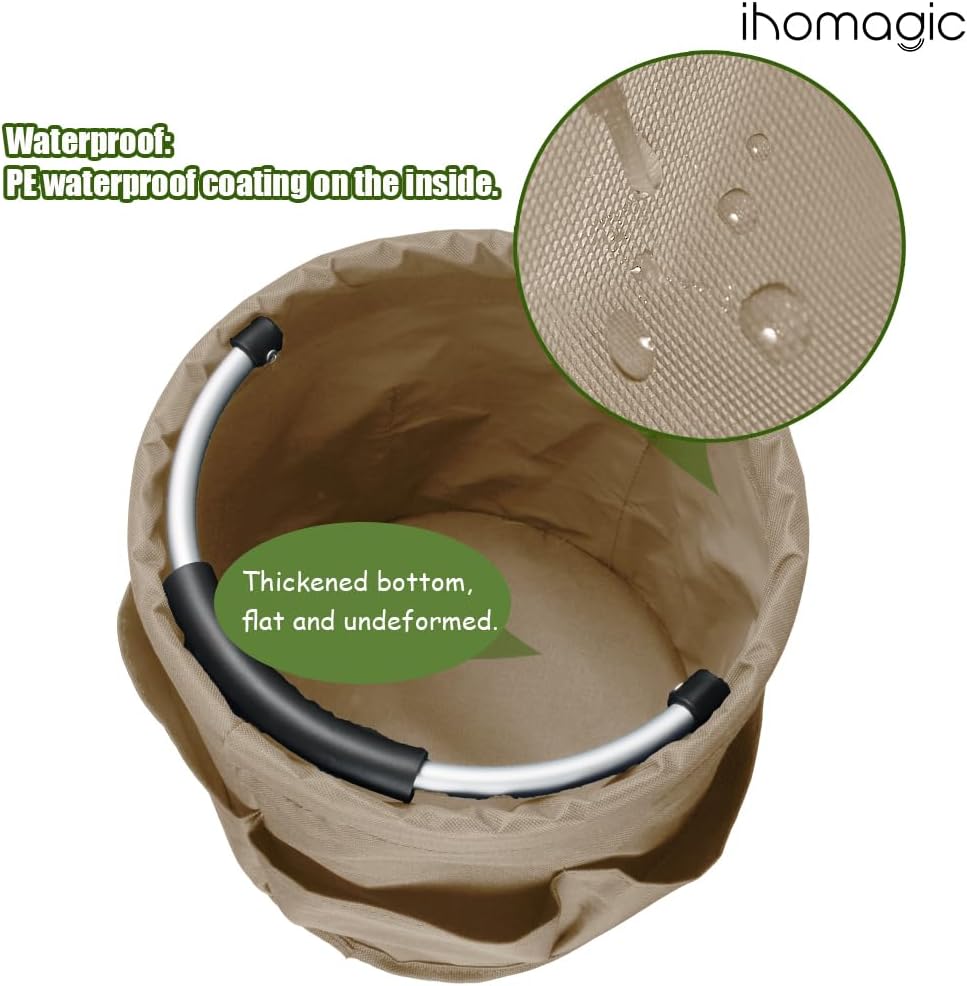 IHOMAGIC Freistehend Werkzeugkorb, Faltbare Aufbewahrungsbox, Gartenwerkzeuge Tasche, 1 Hauptfach mi