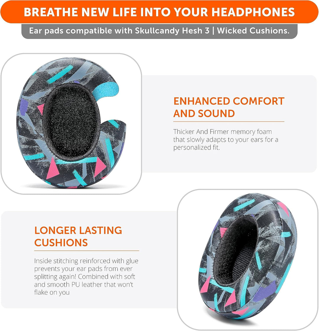 WC-Ersatz-Ohrpolster für Skullcandy Hesh 3 & Crusher Over-Ear-Kopfhörer, hergestellt von Wicked Cush