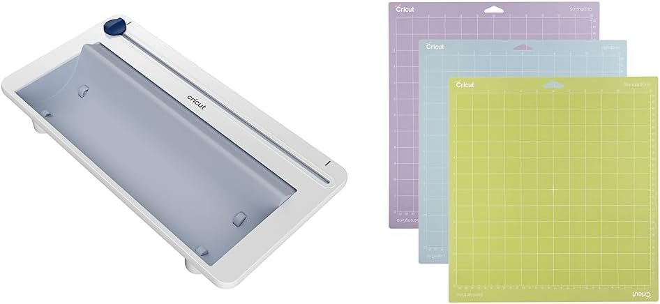 Cricut 2009039, Silber, Roll Holder for Explore 3 and Maker 3 & Schneidematte Bundle mit Schneidemat