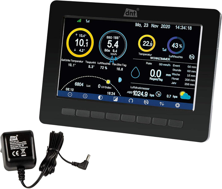 dnt Zusatz-Display für WeatherScreen PRO, DNT000007, inkl. Netzteil, schwarz